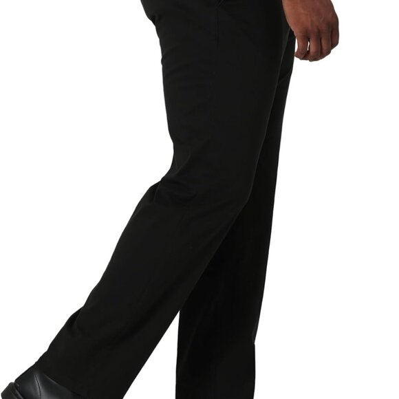 Stylish Big & Tall 44W x 34L Men's Flat Front Pants with Flex Waistband, Black - Picture 2 of 4